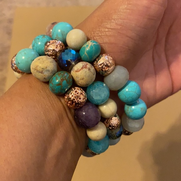 Beaded Bracelets Multi-colored set of 3 - Picture 2 of 3